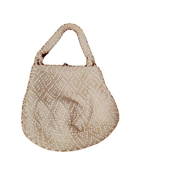 Vintage Cream Beaded Evening Bag - Picture 1 of 10